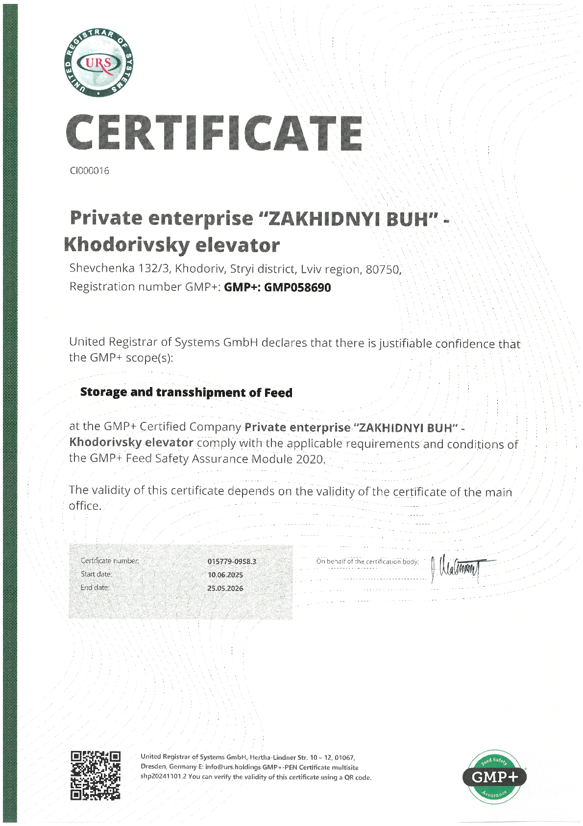 certificate