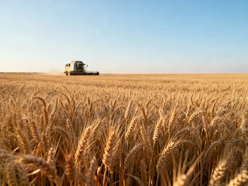 Це реалістичне зображення процесу збирання врожаю пшениці вдень.